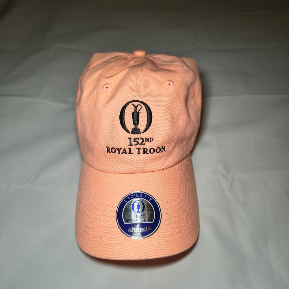 Ahead 152nd Royal Troon The Open Golf Hat Ladies Fit Peach Orange Adjustable Cap